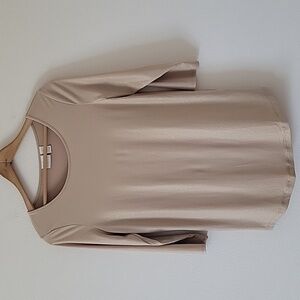 Chico's Gold Metallic 3/4 Sleeve Tee Size Small